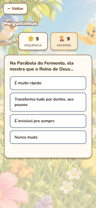 Modo Perguntinhas: pergunta sobre a parábola, com estrelas e recorde