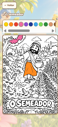 Modo Pintar: desenho da parábola sendo colorido no celular